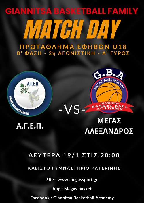Αγωνιστική δραστηριότητα των τμημάτων της ακαδημίας μας από το Σάββατο 17/1 εως τη Δευτέρα 19/1